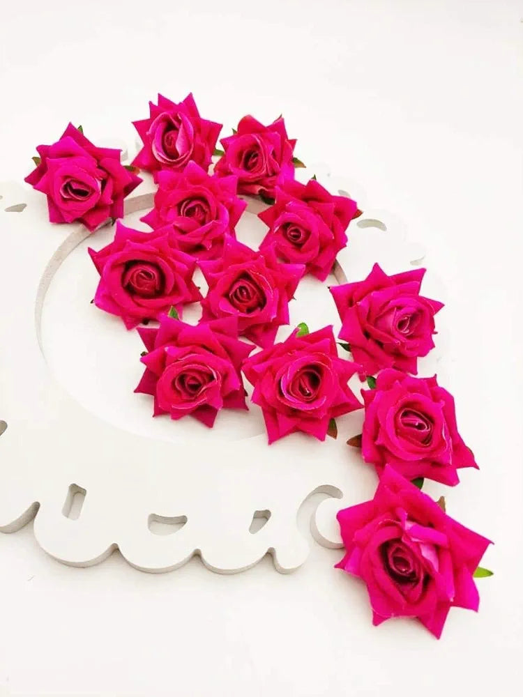 SATYAM KRAFT 12 Pcs Artificial Velvet Rose Flowers | Fake Floral Decoration for Ganesh chaturthi, Home, Janmashtami, DIY Craft, Room Decor, Festival & Gift Items